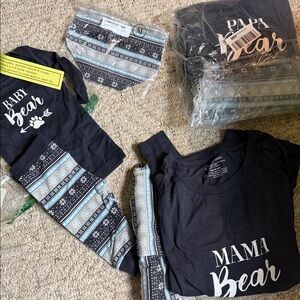 Family Bear Pajama Set in Black and Blue